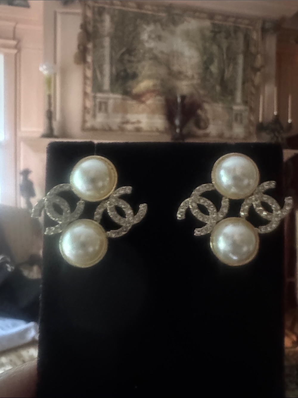 Earrings silver tone flex Pearls
